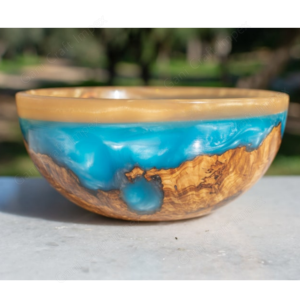Bol d'art en résine de bois naturel fait à la main de luxe Bol en bois de résine époxy poli écologique pour les occasions de fête - Product Image 4
