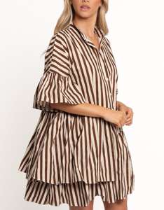 High-End Top Fashion Embroidery Graceful Blue Slub Circular Floral Embroidered Dual Frill Trendy long sleeve Short Kaftan - Product Image 5