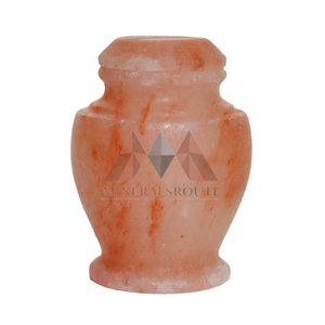 Lampe d'urne au sel de l'Himalaya rose de qualité supérieure sculptée à la main oeuf/corne/motifs floraux personnalisé décor à la maison moderne Antique 12x8 pouces - Product Image 3