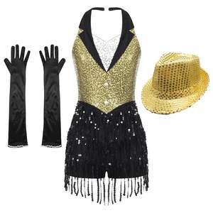 Tenue de danse jazz moderne, costume de danse en nylon et spandex, costume de patinage artistique, costume de gymnastique, costume de scène, costume de danse latine pour les compétitions - Product Image 3