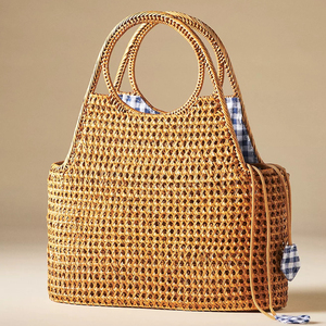 Sac de luxe 2023! Sac à bandoulière en rotin tissé à la main, bretelles en cuir à la mode du Vietnam - Product Image 1
