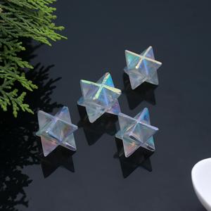 Boucles d'oreilles en cristal améthyste merkaba, étoile lune et étoile, obsidienne noire anti-boursouflure, cristal merkaba-de-plata obsidienne 925 - Product Image 5