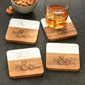 Modern Design Wooden Drink Coasters Set of 4 for Tea Cups <b>Coffee</b> Mugs Beer <b>Cans</b> Bar Tumblers and Water Glasses - Product Image 3