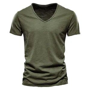 เสื้อยืดผู้ชายแบบทอสั่งทำยอดนิยม ผ้าฝ้าย 100% ระบายอากาศได้ดี เป็นมิตรกับสิ่งแวดล้อม แขนสั้น คุณภาพสูง สวมใส่สบาย - Product Image 3