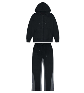 Ensemble de survêtement ample à jambes évasées en deux pièces, léger, en polyester/coton imprimé, jogging pour homme, sweat-shirt à capuche, pantalon de survêtement, taille plus, hiver - Product Image 1