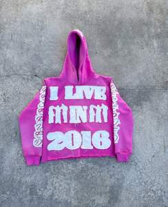 Fabricant de haute qualité unisexe personnalisé Vintage coton délavé au soleil en détresse fermeture éclair sweat à capuche zippé pour hommes - Product Image 6