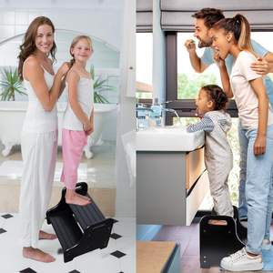 เก้าอี้ไม้อะคาเซียธรรมชาติ2ขั้นตอนสำหรับเด็กที่มีเท้ากันลื่นและประกอบง่ายสำหรับการฝึกเข้าห้องน้ำในห้องน้ำและกระโถน - Product Image 6