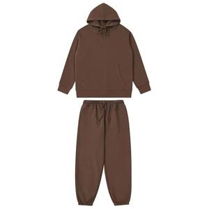 Ensemble survêtement d'hiver pour homme, deux pièces, jogging ample, uni, en molleton 100% coton, ensemble de sweat-shirt à capuche pour homme - Product Image 2