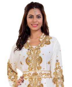 Caftán islámico marroquí de playa elegante moderno hasta el suelo de manga larga para vestido de mujer - Product Image 4