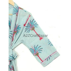 Imprimé floral col en v cordon Kimono Robe Satin vêtements de nuit Robe de chambre printemps été vêtements de nuit plage couverture Robe femmes 100% - Product Image 4