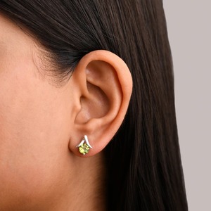 Pendiente de Peridoto Natural para Mujer y Niña, Pendiente Redondo de Plata de Ley 925 de 5mm, Piedra Natal de Agosto, Regalo, Venta Al por Mayor, Exportación Personalizada - Product Image 2
