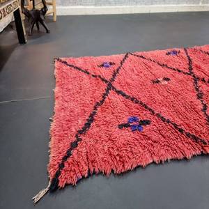 Tapis brodés à motif zigzag de couleur rouge pour la décoration de la maison et du salon, 100% - Product Image 4