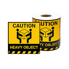 Etiquetas de Advertencia para Objetos Pesados Amarillas y Negras, Autoadhesivas, Rectangulares, de Papel con Recubrimiento UV, para Logística y Envío, 12x12 cm, 300 Unidades - Product Image 1