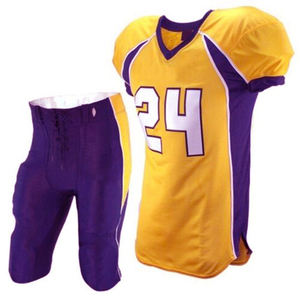 ชุดเครื่องแบบสีถักนิตติ้งชุดทีมโลโก้บอลเสื้อเจอร์ซี่ผ้าแขนสั้นดีไซน์ทึบชุดอเมริกันฟุตบอล - Product Image 4