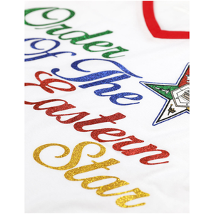 OES <b>White</b> V Neck <b>Tee</b> 100% Cotton Order of Eastern Star Shirt Custom Fraternity Sorority Apparel Embroidered Raglan Sleeve - Product Image 5