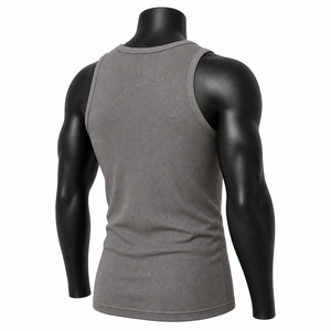 Camiseta sin mangas acanalada personalizada para hombre, ajuste slim, algodón elástico, chaleco sin mangas, ropa interior de gimnasio, proveedor mayorista OEM - Product Image 6