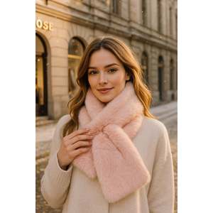 Écharpe en peluche rose douce et chaude importée - Accessoire cache-cou élégant et confortable de qualité supérieure Byn01-1 - Rose - Product Image 1