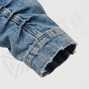 Veste en jean décontractée personnalisée pour hommes, grandes tailles, 100% coton, option logo sur le devant, respirante, veste d'hiver - Product Image 4
