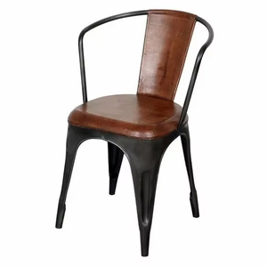 Silla de Comedor Moderna Tapizada en Cuero y Hierro para Hogar, Oficina, Restaurante, Cafetería, Almacén, Bar - Duradera y Ecológica - Product Image 1