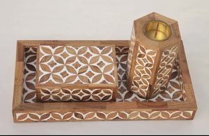 Bandeja de servicio de chocolate con incrustaciones de madreperla ecológica, bandeja decorativa para el hogar, Hotel y restaurante, fiestas, bodas y eventos - Product Image 4