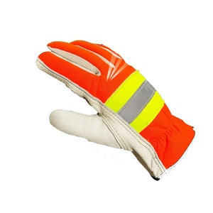 Gants en cuir de vache rouge à double paume pour le soudage Gants de sécurité anti-coupure anti-chaleur Haute visibilité pour - Product Image 4