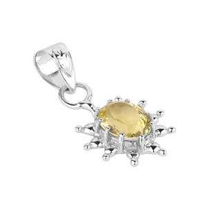 จี้พลอยซิทรินธรรมชาติสำหรับผู้หญิงจาก Shah Gems เงินแท้ 925 รูปดาวประดับเพชร ชุบโรเดียม พร้อมสร้อยคอโรสโกลด์ ดีไซน์ทันสมัย - Product Image 3