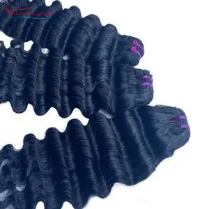 Wholesale Black steam wavy weft hair from Vietnamese human hair machine double weft genius