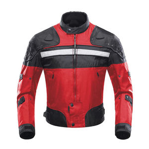 Original Leather Made High-Performance Red & Black Motorcycle Jacket Armored Waterproof & Windproof With Reflective Stripes - Product Image 1