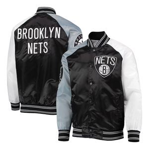 Varsity Satin Raglan College Bomber Jacket Full-Snap Winter Coat Silk Basketball Brodé American Letterman OEM Service - Product Image 1
