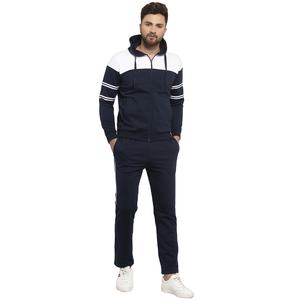 Vêtements de sport personnalisés coupe ajustée survêtement blanc pour hommes coupe musculaire survêtements de sport respirants en coton et polyester à fermeture éclair - Product Image 1