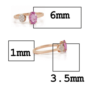 แหวนทองคำ 10K ประดับไพลินสีชมพูและเพชรแบบบายพาส พร้อมการฝังแบบ Bezel Setting - Product Image 5