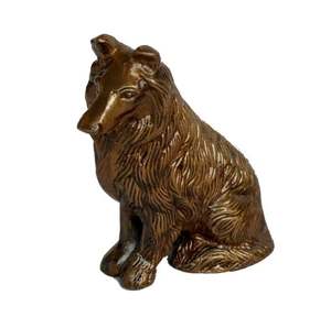 Statue décorative de chien Schnauzer en aluminium avec sculpture et figurines de chien Schnauzer plaquées antiques en laiton - Product Image 6