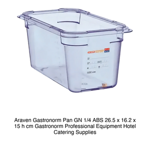 Bandeja Gastronorm Araven GN 1/4 ABS 26.5 x 16.2 x 15 h cm, Equipo Profesional Gastronorm, Suministros para Hostelería y Catering - Product Image 2