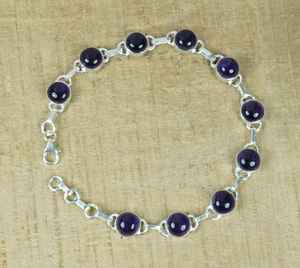 Pulsera con Dije de Amatista, Plata de Ley 925, Lujo, Certificado GIA, Gema Redonda, Ajustable, Hecha a Mano, Piedra Natural, Regalo para Mujer - Product Image 1