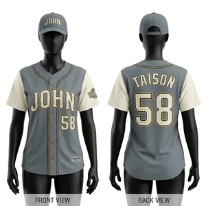 เสื้อเบสบอลหญิง พรีเมียม ผ้าโพลีเอสเตอร์ 180 GSM ระบายอากาศได้ดี สีฟ้าอ่อน แขนเสื้อตัดต่อสีตัดกัน ปักโลโก้ตามสั่ง - Product Image 4