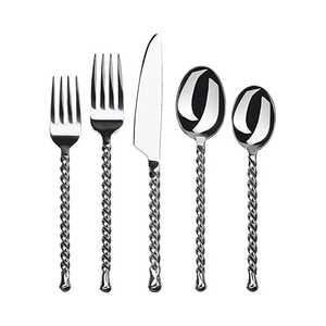Juego de cubiertos de lujo para restaurante, conjunto de cubiertos de acero inoxidable hechos a mano para el hogar - Product Image 5