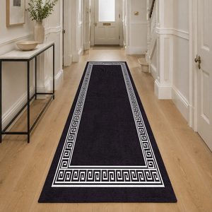 RUGS DEPOT LXDP-0238 Wholesale Black Charcoal Contemporary Geometric Digital Printed Machine Washable Chenille Area Rug Non <b>Slip</b> - Product Image 5
