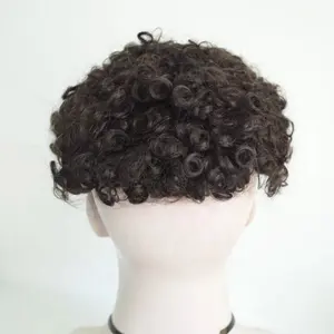 Hot Selling Natural Hairline Thin Skin 0.04-0.06 Curly India Human Hair Toupee