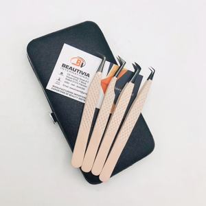 Pince à cils professionnelle en acier inoxydable solide outils d'extension de cils enduits de poudre nue forte adhérence caractéristiques pointues - Product Image 6