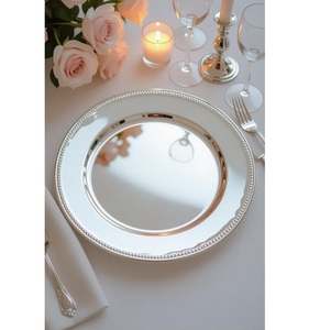Plato Base de Acero Inoxidable Plateado Cepillado de Lujo al por Mayor, Plato Decorativo Redondo de 13 Pulgadas para Bodas, Eventos y Cenas - Product Image 4