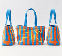Sac fourre-tout rayé personnalisé avec broderie initiale, en toile robuste, idéal pour les voyages de week-end, sac esthétique mignon pour les vacances d'été