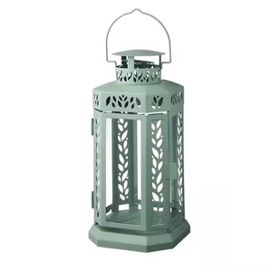 New Traditional Moroccan Metal Lantern with Yellow Glass for Restaurants, Bulk Decorative Hanging Metal Lantern for Hotels - Product Image 2