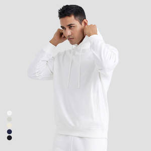Sweats à capuche surdimensionnés en coton de haute qualité unisexe épais éponge goutte épaule unie blanc personnalisé sweats à capuche et sweat-shirts pour hommes - Product Image 1