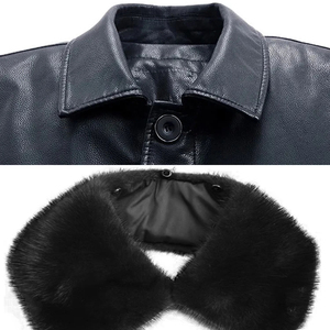Manteau long d'hiver décontracté et épais, parka en polaire, veste chaude en similicuir, trench-coat en cuir pour homme - Product Image 6