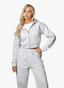 Haute qualité Logo personnalisé femmes 100% coton survêtement hauts pleine fermeture éclair Anti-rides respirant sweats à capuche col à capuche - Product Image 3