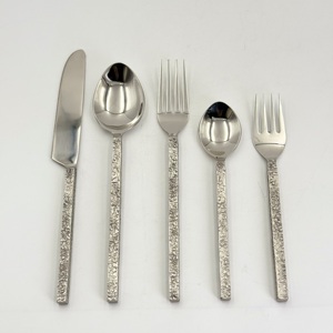 Vaisselle de haute qualité, manche rond martelé, acier inoxydable 202, ensemble de couverts personnalisés pour la table à manger et la maison - Product Image 4