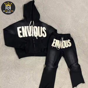 Vêtements pour hommes Survêtement grande taille Sweat à capuche et jogging unisexe Ensemble de survêtements surdimensionnés avec broderie à l'acide pour hommes - Product Image 5