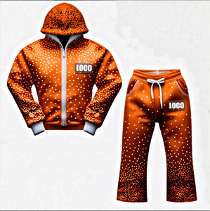 Logo personnalisé pour femmes, survêtement avec strass, jogging évasé, pantalon de survêtement et sweat à capuche avec fermeture éclair, fournisseur d'ensemble - Product Image 6