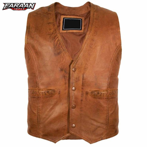 Stylish Design Leather Vest Biker Outfit Factory Made Leather Vest Best Material Leather Vest For Online Sale <b>Stand</b> Button - Product Image 1