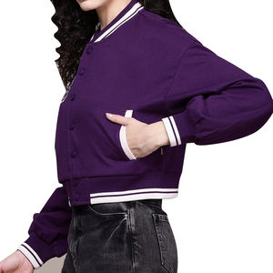 2025 nouvelle mode femmes Varsity vestes à manches longues en cuir avec flocage respirant tricoté en gros Baseball Varsity vestes - Product Image 3